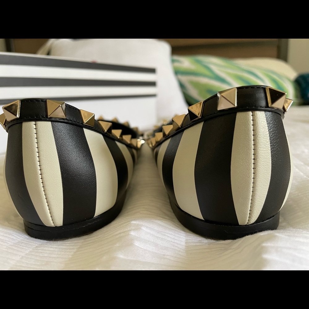 Valentino Rockstud V Stripe black and white stripe flats size 37 - Picture 4 of 8